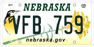 NE license plate VFB759