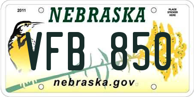 NE license plate VFB850