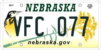NE license plate VFC077