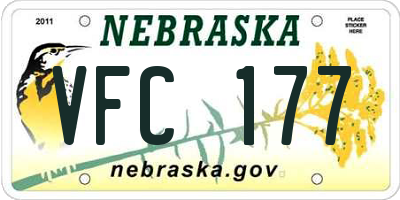 NE license plate VFC177