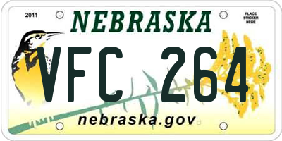 NE license plate VFC264