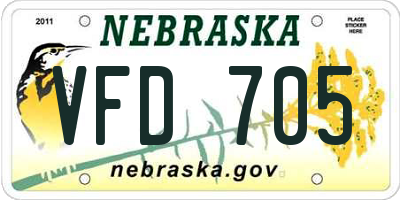 NE license plate VFD705