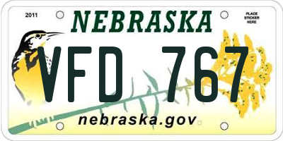 NE license plate VFD767
