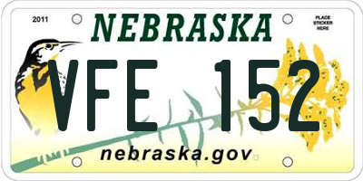 NE license plate VFE152