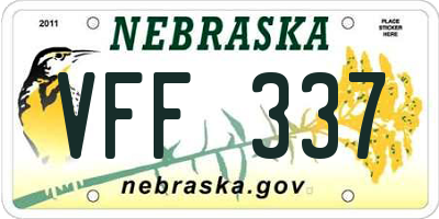 NE license plate VFF337