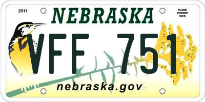 NE license plate VFF751