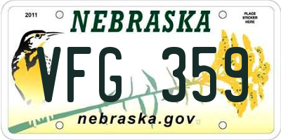 NE license plate VFG359