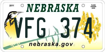 NE license plate VFG374