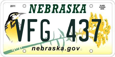 NE license plate VFG437