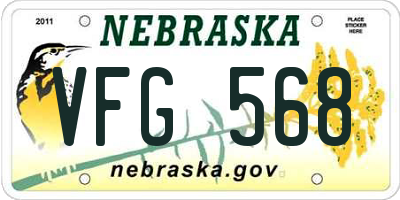 NE license plate VFG568