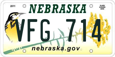 NE license plate VFG714