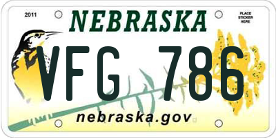 NE license plate VFG786
