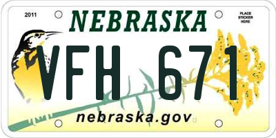NE license plate VFH671