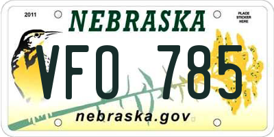 NE license plate VFO785