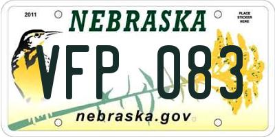 NE license plate VFP083