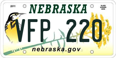 NE license plate VFP220