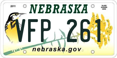 NE license plate VFP261