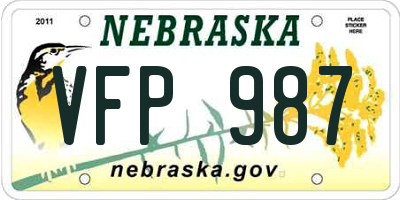 NE license plate VFP987