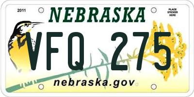 NE license plate VFQ275
