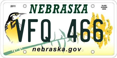 NE license plate VFQ466