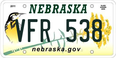 NE license plate VFR538