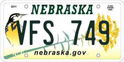 NE license plate VFS749