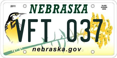 NE license plate VFT037