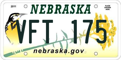 NE license plate VFT175