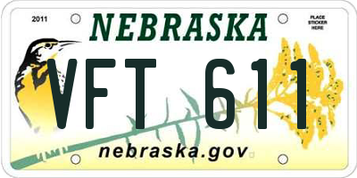 NE license plate VFT611