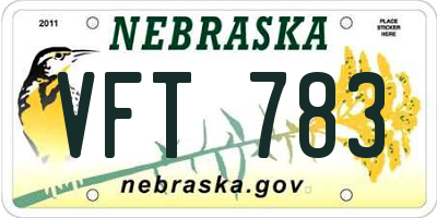NE license plate VFT783