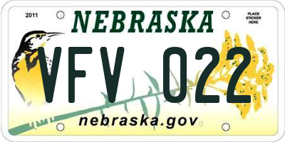 NE license plate VFV022