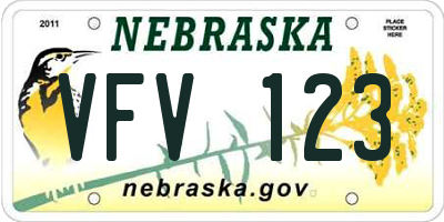 NE license plate VFV123