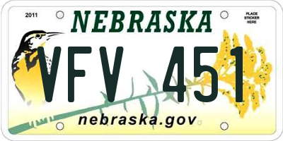 NE license plate VFV451