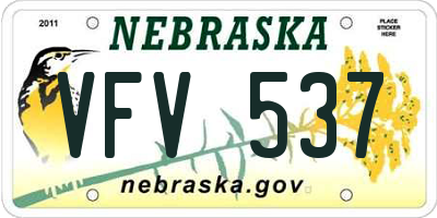 NE license plate VFV537