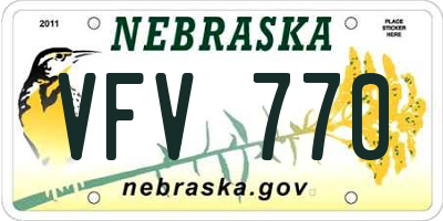 NE license plate VFV770