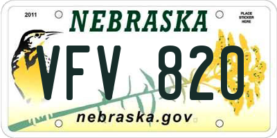 NE license plate VFV820
