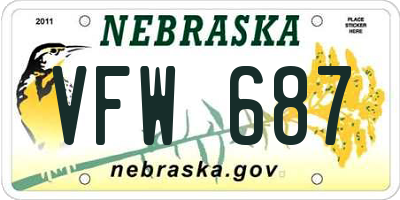 NE license plate VFW687