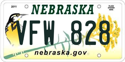 NE license plate VFW828