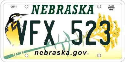 NE license plate VFX523