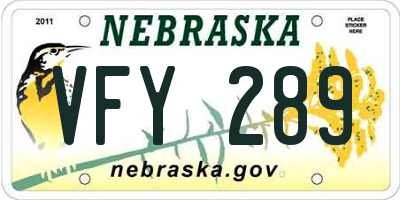 NE license plate VFY289