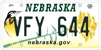 NE license plate VFY644