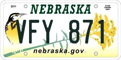 NE license plate VFY871