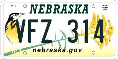 NE license plate VFZ314