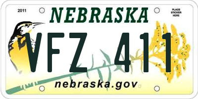 NE license plate VFZ411