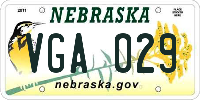 NE license plate VGA029
