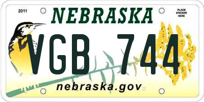 NE license plate VGB744