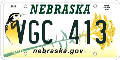 NE license plate VGC413