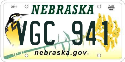 NE license plate VGC941