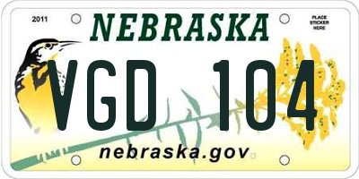 NE license plate VGD104