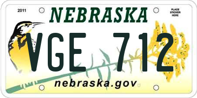 NE license plate VGE712